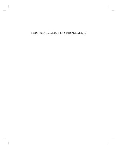 Business law for managers