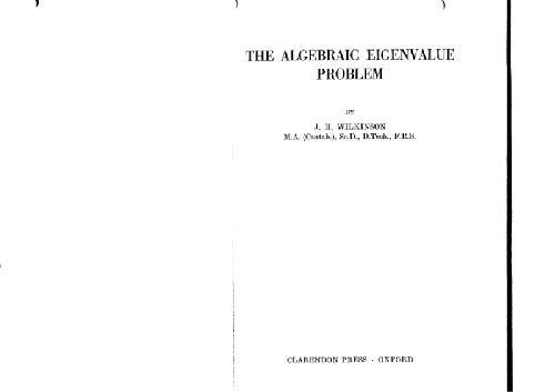 The algebraic eigenvalue problem