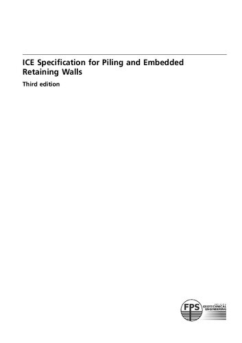 ICE Specification for Piling and Embedded Retaining Walls