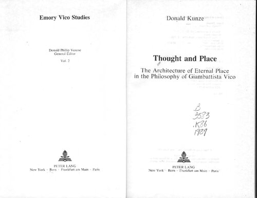 Thought and Place: The Architecture of Eternal Places in the Philosophy of Giambattista Vico