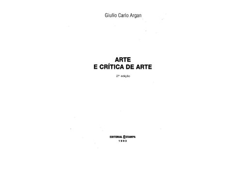 Arte e crítica de arte Giulio Carlo Argan