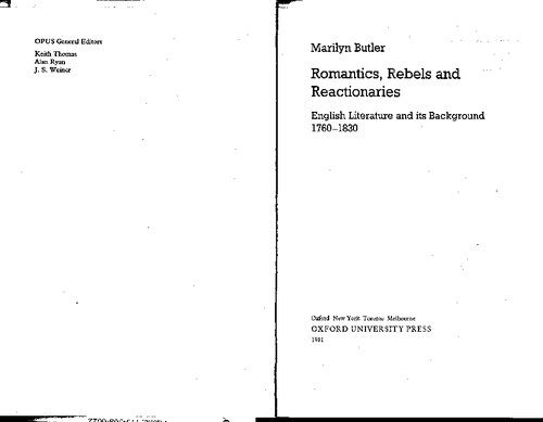 Romantics, Rebels and Reactionaries: English Literature and Its Background, 1760-1830 (OPUS)