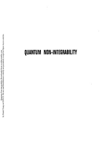 Quantum Non-integrability