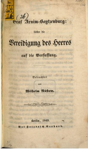 Graf Arnim-Boytzenburg: Über die Vereidigung des Heeres auf die Verfassung
