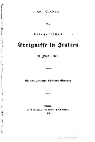 Die kriegerischen Ereignisse in Italien im Jahre 1848