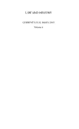 Law and History: Current Legal Issues 2003 Volume 6