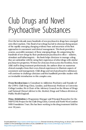 Club Drugs and Novel Psychoactive Substances The Clinician's Handbook