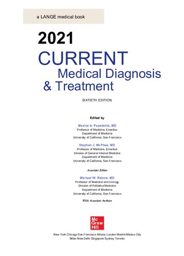 Current medical diagnosis & treatment - 2021