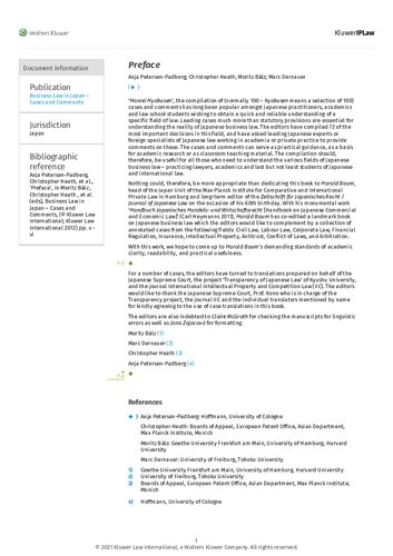 Business Law in Japan - Cases and Comments. Intellectual Property, Civil, Commercial and International Private Law