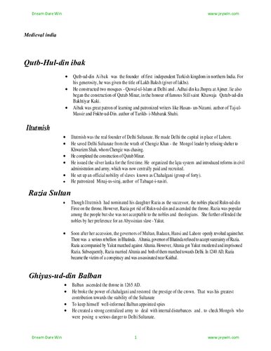 General Studies: History 2 (Medieval India) - for UPSC