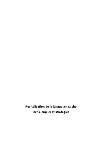 Revitalisation de la langue amazighe : défis, enjeux et stratégies