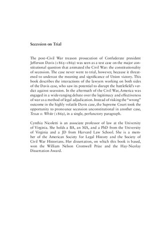 Secession on Trial: The Treason Prosecution of Jefferson Davis