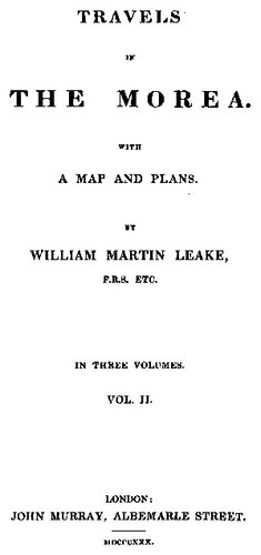 Travels in the Morea: With a Map and Plans
