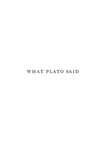 What Plato Said