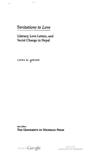 Invitations to Love: Literacy, Love Letters, and Social Change in Nepal