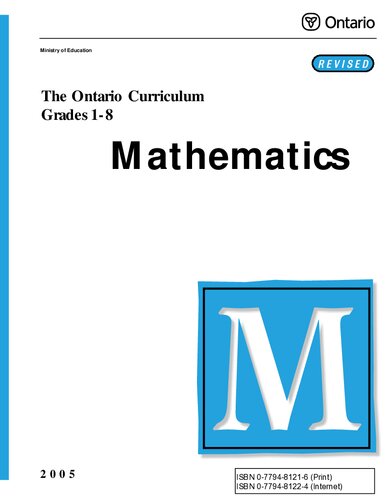 The Ontario curriculum, grades 1-8. Mathematics.