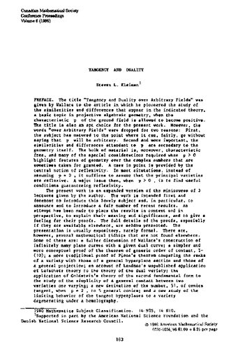 Tangency and duality