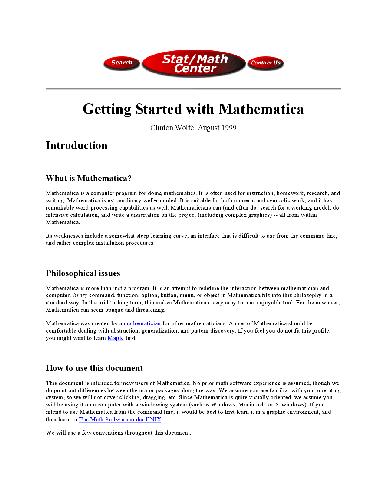 Getting started with mathematica