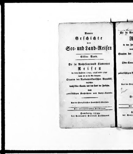 Reisen in den Jahren 1795, 1796 und 1797 durch alle an der See gelegenen Staaten der nordamerikanischen Republik; imgleichen durch Ober-Canada und das Land der Irokesen