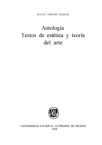 Antología. Textos de estética y teoría del arte