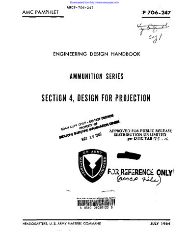 Engineering Design Handbook - Ammunition Series Section 4, Design for Projection