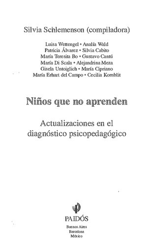 Niños que no aprenden. Actualizaciones en el diagnóstico psicopedagógico