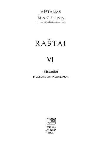 Raštai. T. 6: Bendrieji filosofijos klausimai