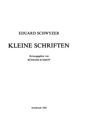 Kleine Schriften