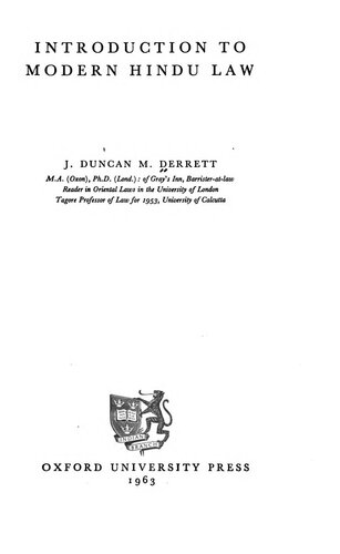 Introduction to Modern Hindu Law