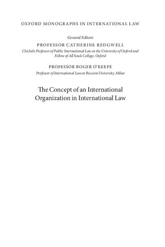 The Concept of an International Organization in International Law