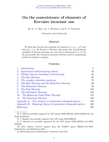 On the nonexistence of elements of Kervaire invariant one