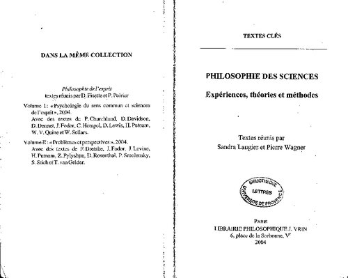 Philosophie des sciences - Tome 1 : Expériences, théories et méthodes