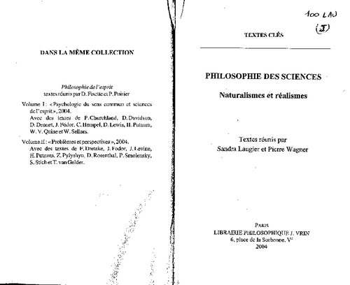 Philosophie des sciences - Tome 2 : Naturalismes et réalismes