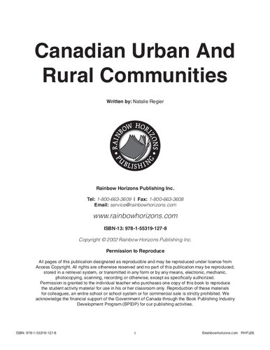 Canadian urban and rural communities