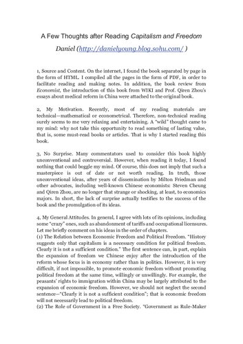 Capitalism and Freedom