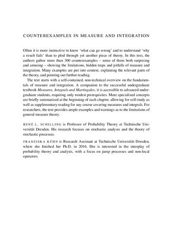 Counterexamples in measure and integration