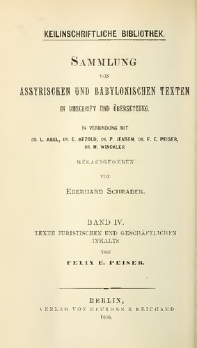 Sammlung von assyrischen und babylonischen Texten in Umschrift und Übersetzung