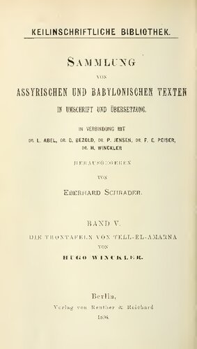 Sammlung von assyrischen und babylonischen Texten in Umschrift und Übersetzung