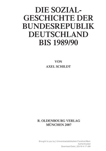 Die Sozialgeschichte der Bundesrepublik Deutschland bis 1989/90