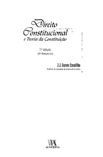 Direito constitucional e teoria da constituição