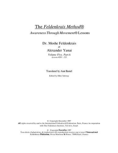 Alexander Yanai Lessons (Volume 5)