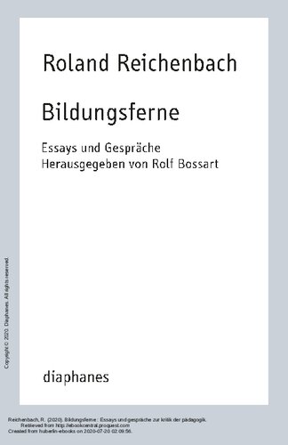 Bildungsferne. Essays und Gespräche.