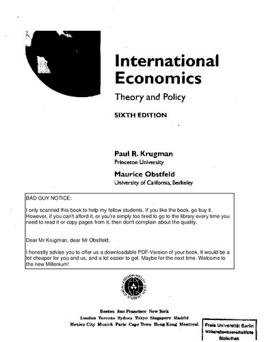 International Economics : Theory and Policy