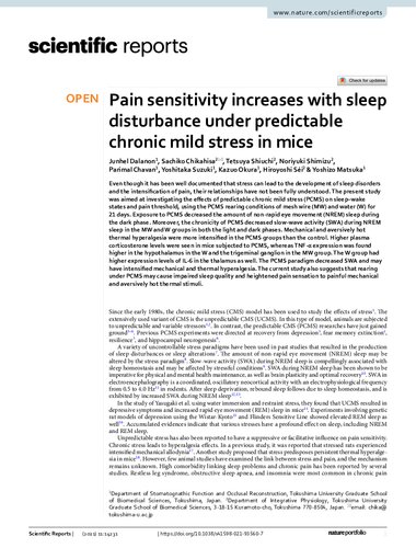 Pain sensitivity increases with sleep disturbance under predictable chronic mild stress in mice