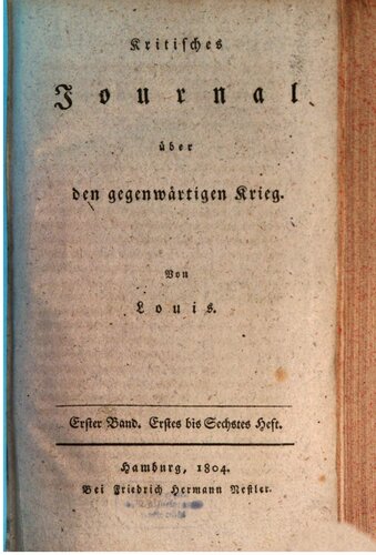 Kritisches Journal über den gegenwärtigen Krieg