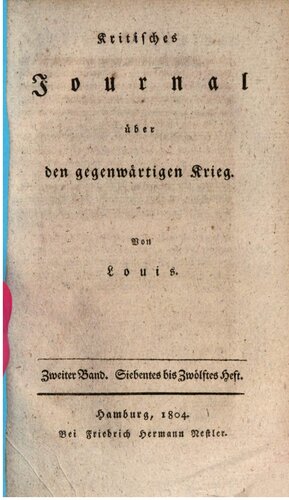 Kritisches Journal über den gegenwärtigen Krieg