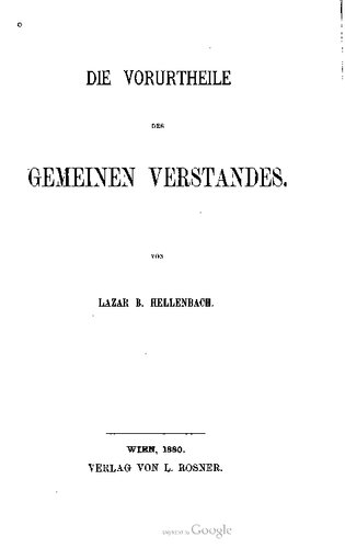 Die Vorurtheile des gemeinen Verstandes