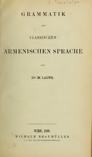 Grammatik der classischen armenischen Sprache