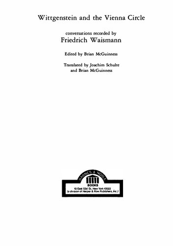 Wittgenstein and the Vienna Circle: Conversations