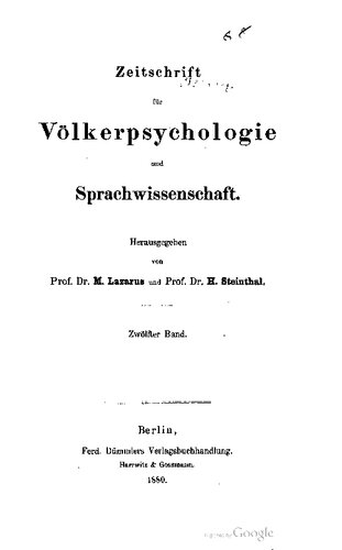 Zeitschrift für Völkerpsychologie und Sprachwissenschaft